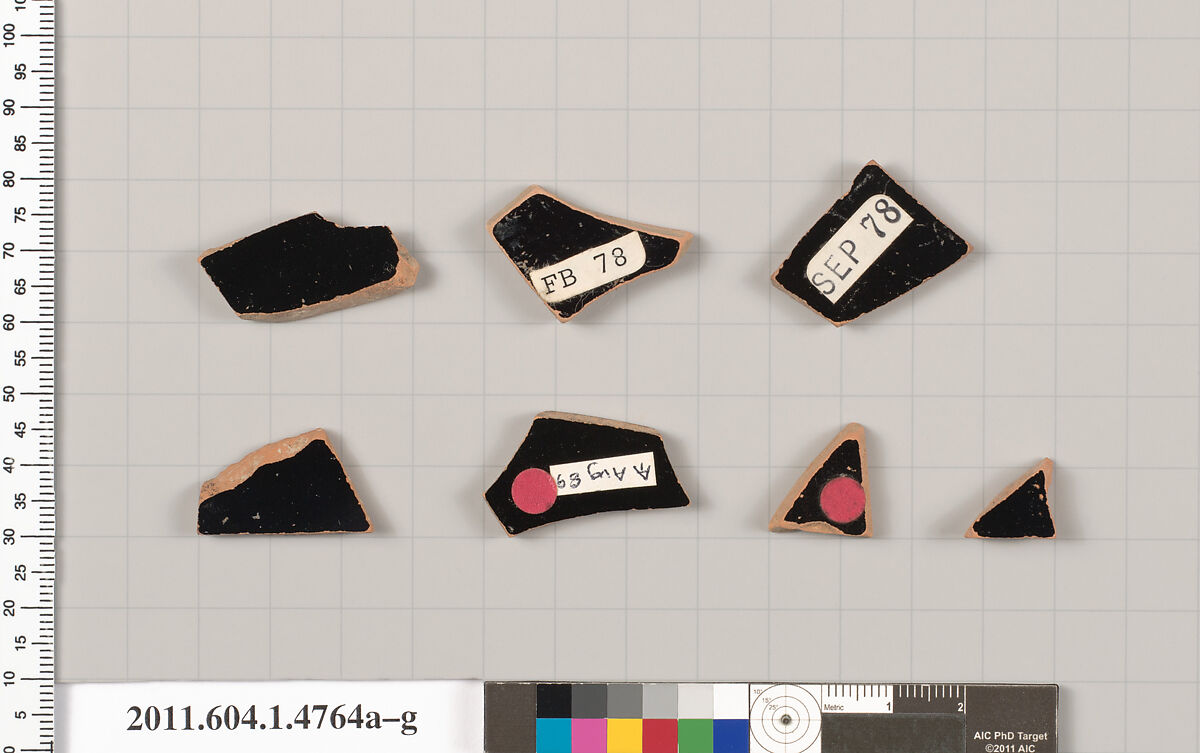Terracotta fragments of kylikes (drinking cups), Terracotta, Greek, Attic