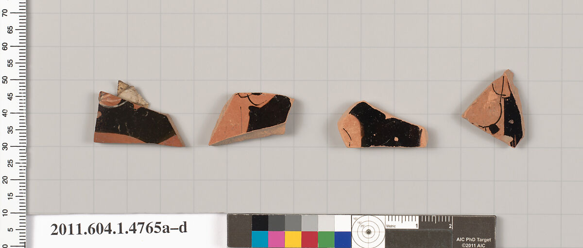 Terracotta fragments of kylikes (drinking cups), Terracotta, Greek, Attic 