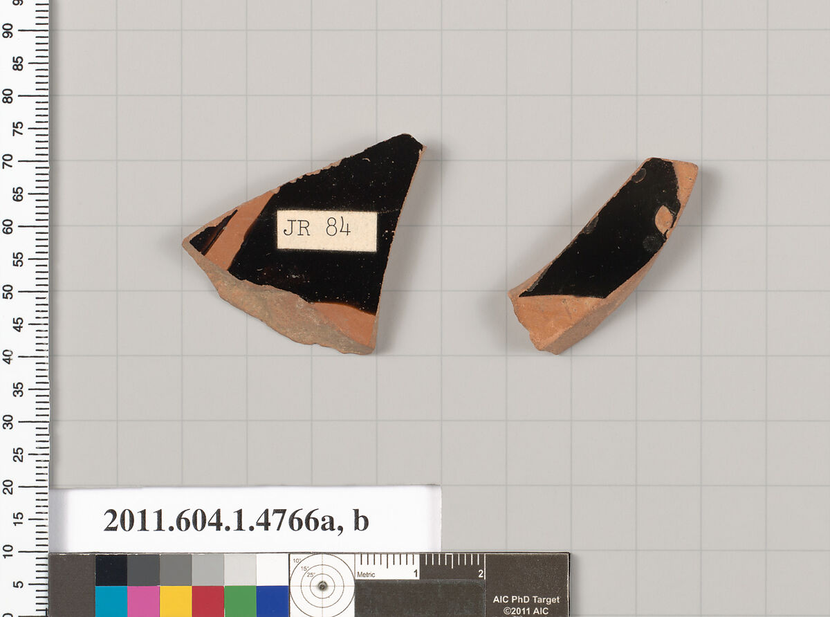 Terracotta fragments of kylikes (drinking cups), Terracotta, Greek, Attic 