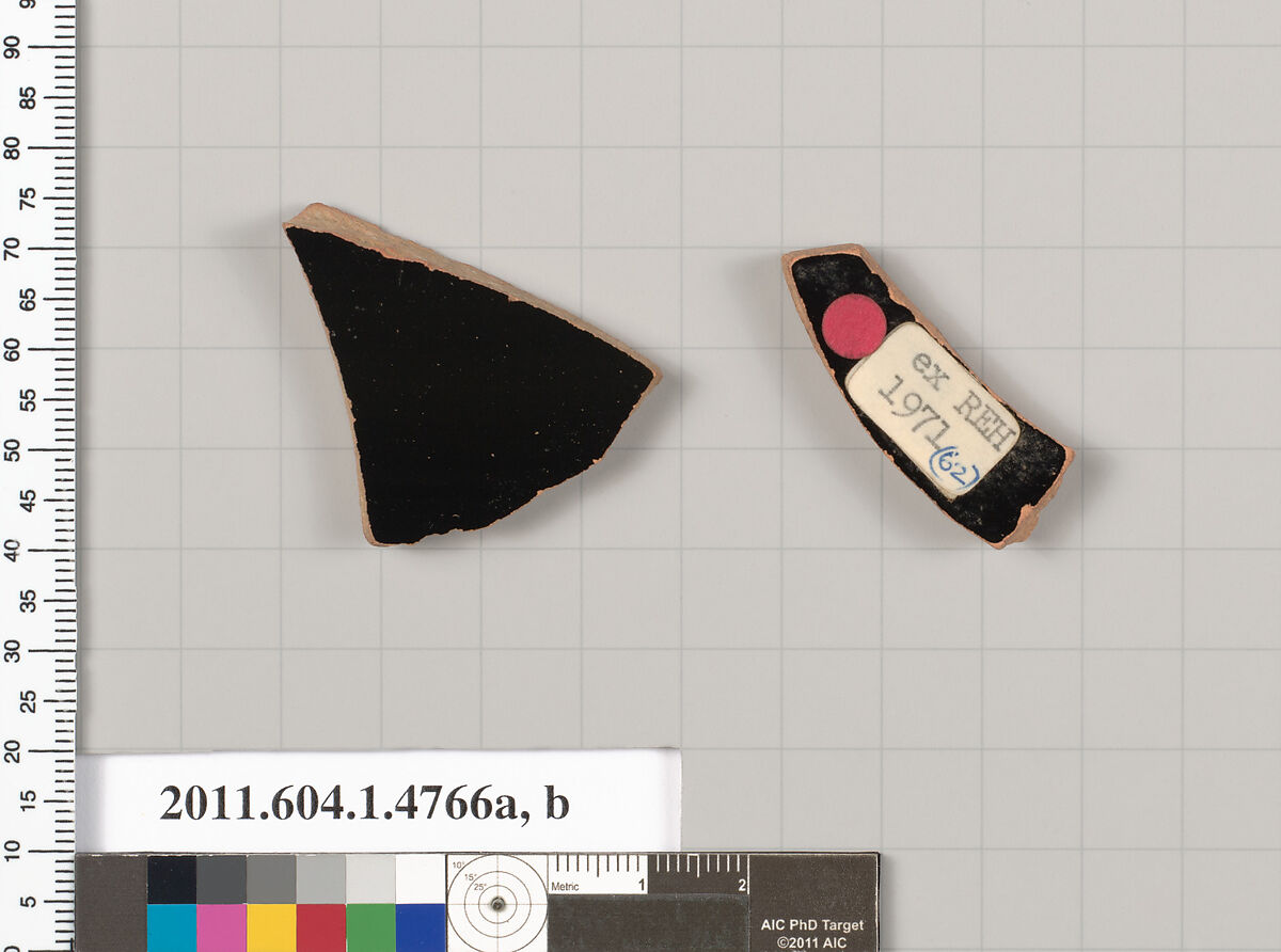 Terracotta fragments of kylikes (drinking cups), Terracotta, Greek, Attic