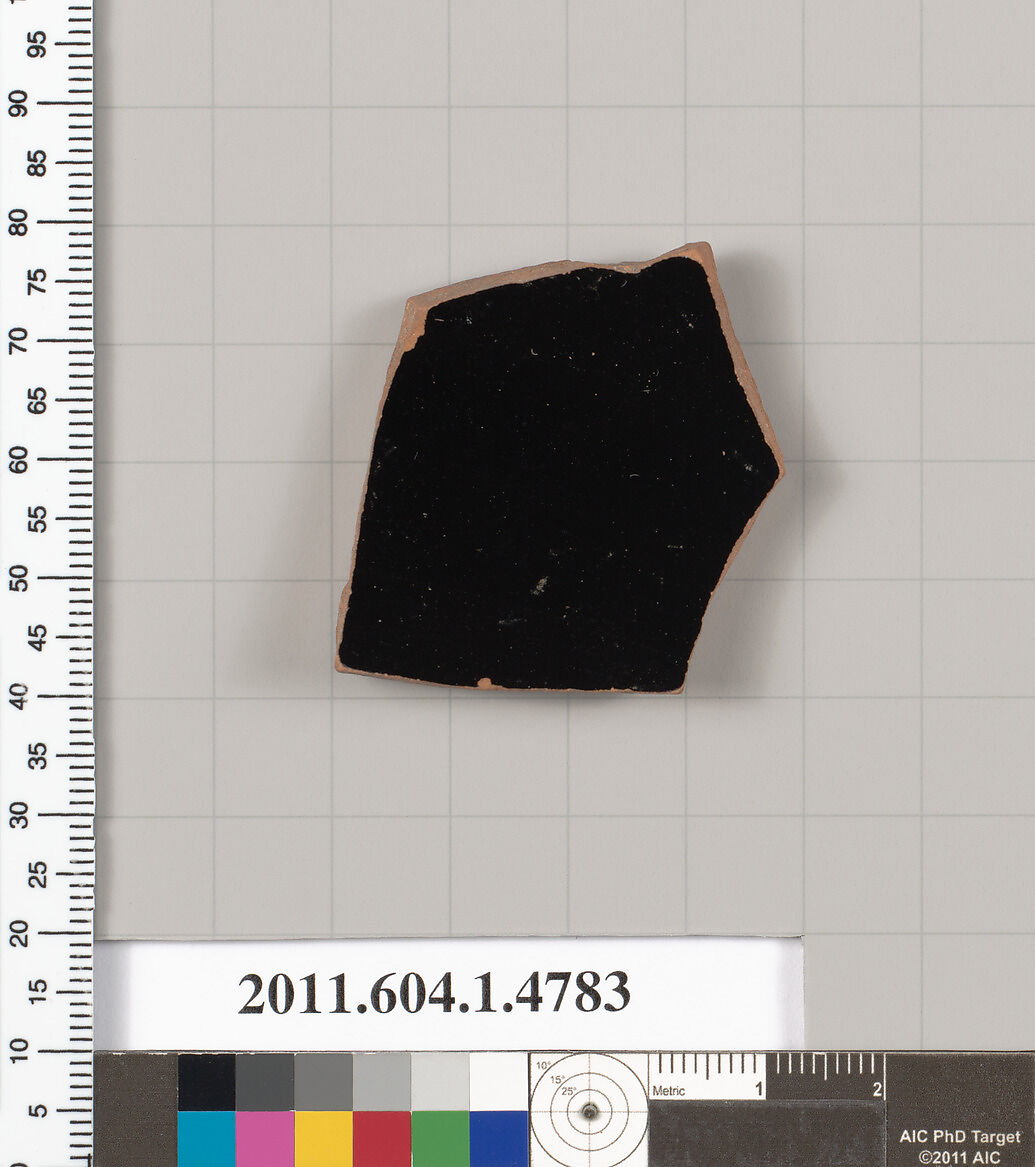 Terracotta fragment of a kylix (drinking cup), Terracotta, Greek, Attic