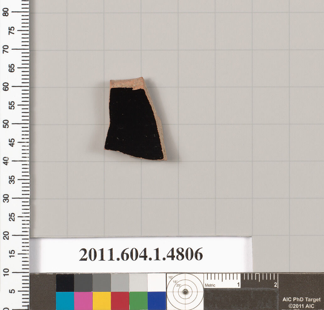 Terracotta fragment of a kylix (drinking cup), Terracotta, Greek, Attic