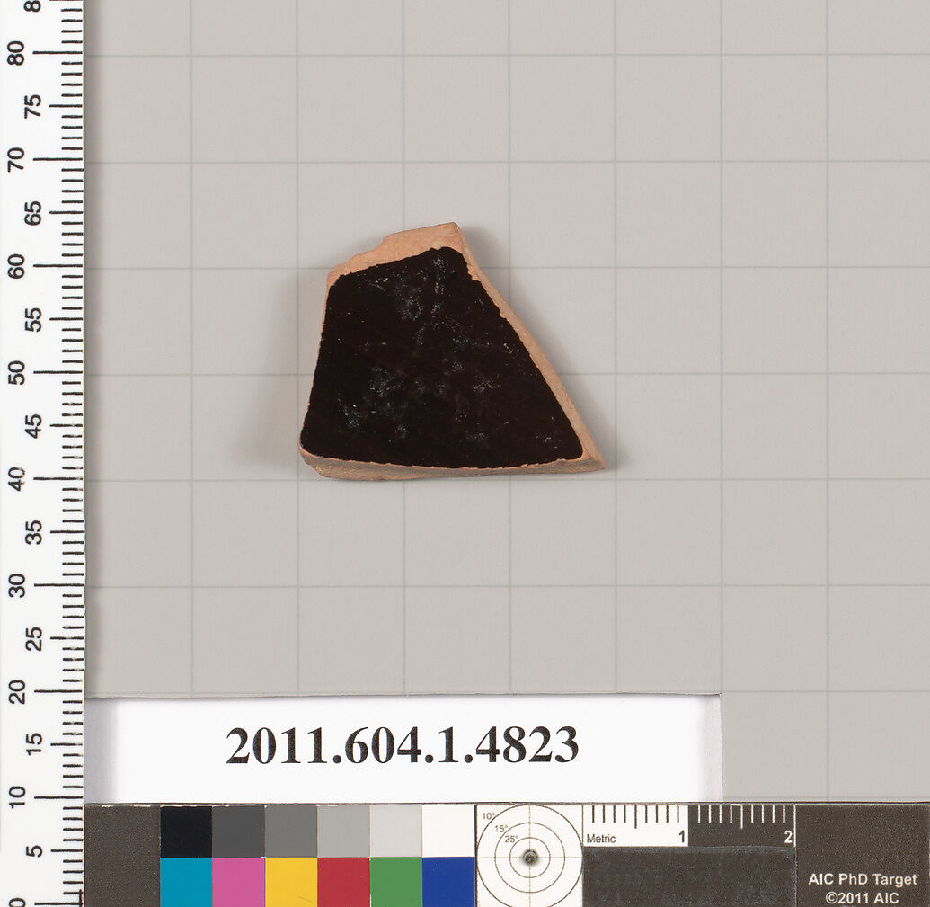 Terracotta fragment of a kylix (drinking cup), Terracotta, Greek, Attic