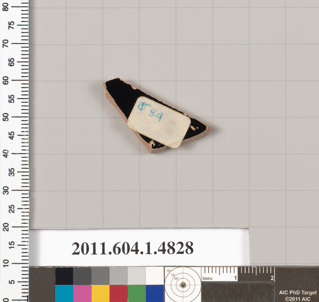 Terracotta fragment of a kylix (drinking cup), Terracotta, Greek, Attic