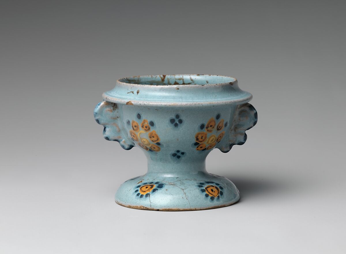 Saltcellar, Tin-glazed earthenware, Mexican 