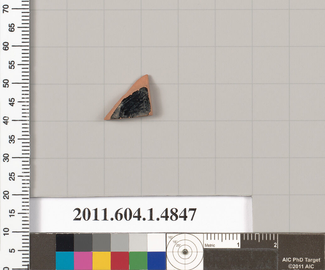 Terracotta fragment of a kylix (drinking cup), Terracotta, Greek, Attic