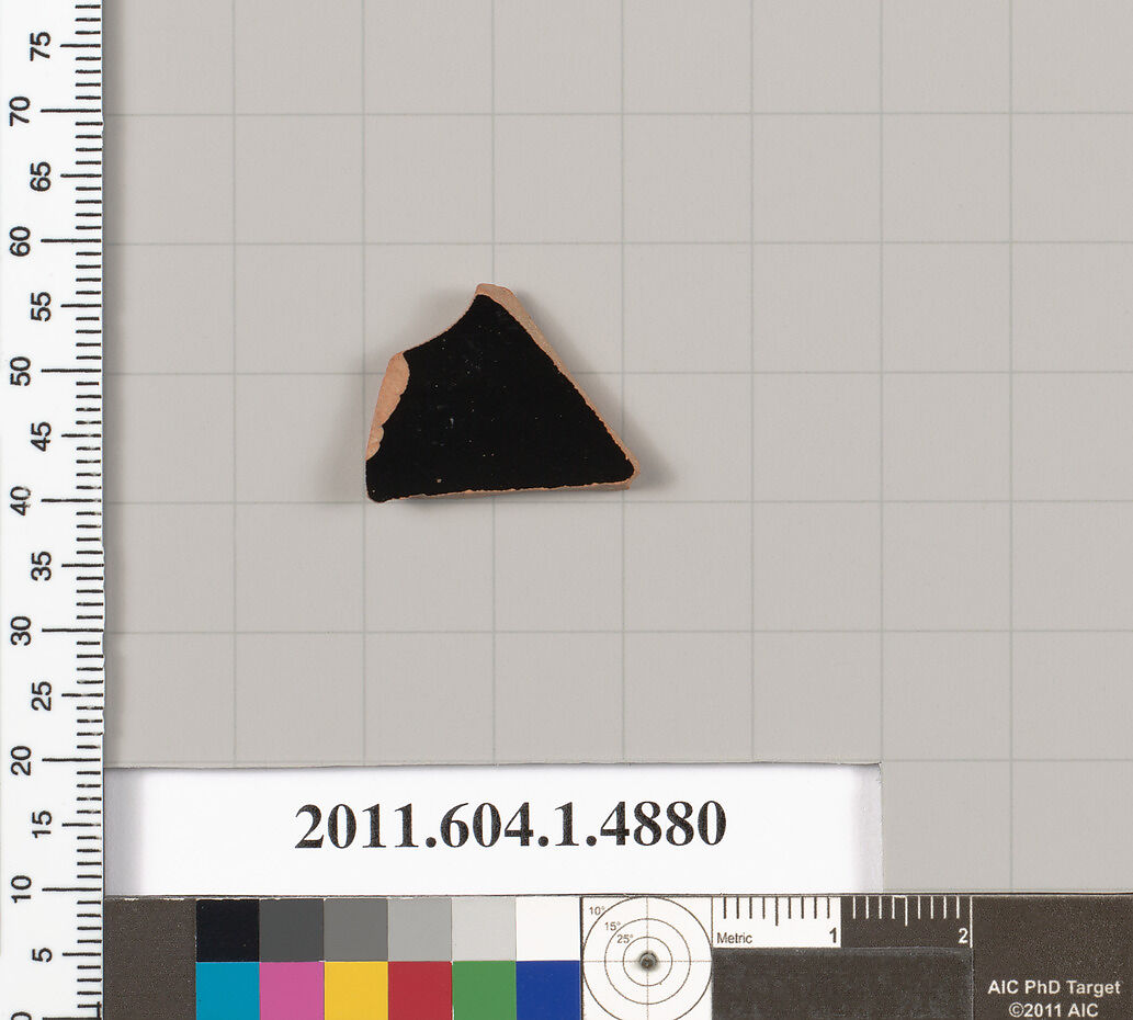 Terracotta fragment of a kylix (drinking cup), Terracotta, Greek, Attic