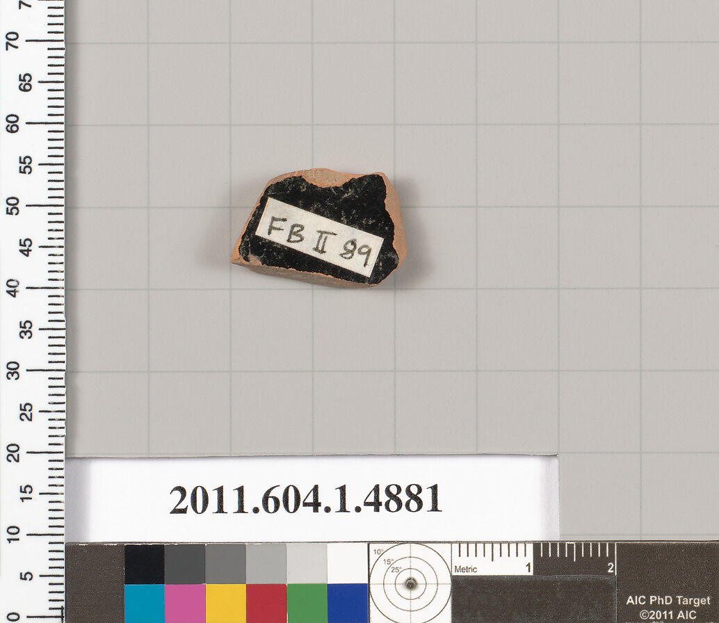 Terracotta fragment of a kylix (drinking cup), Terracotta, Greek, Attic