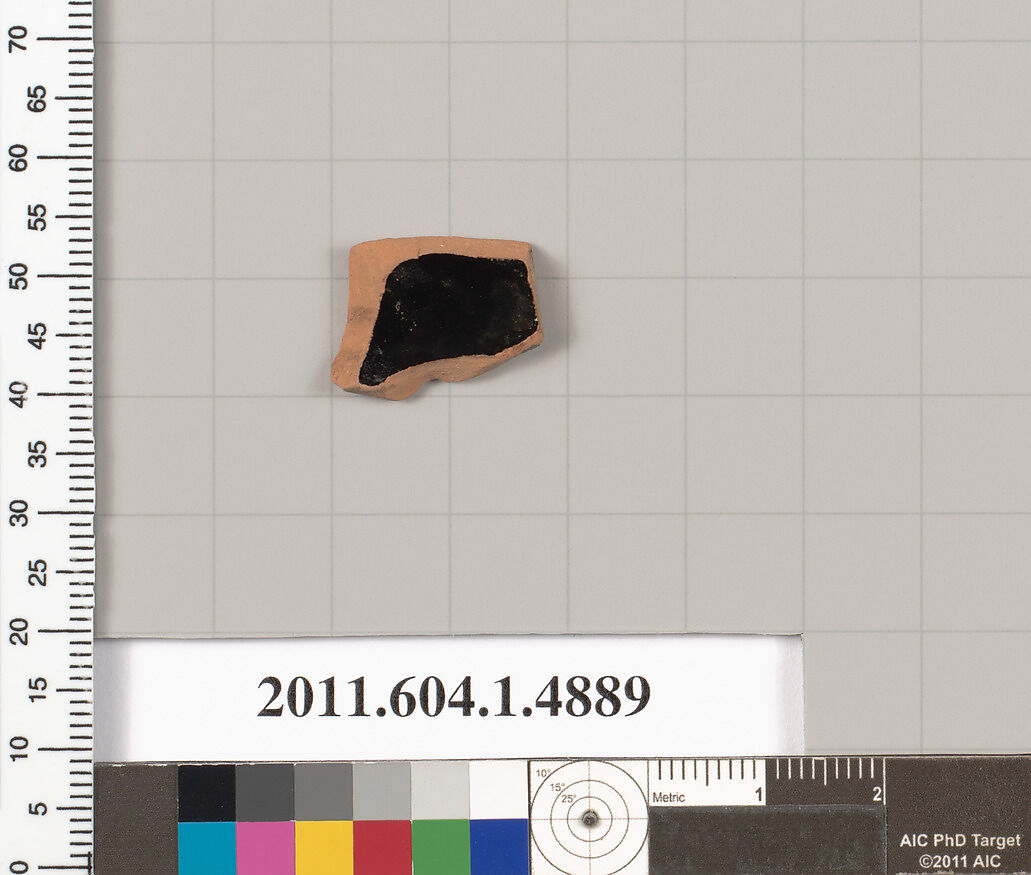Terracotta fragment of a kylix (drinking cup), Terracotta, Greek, Attic