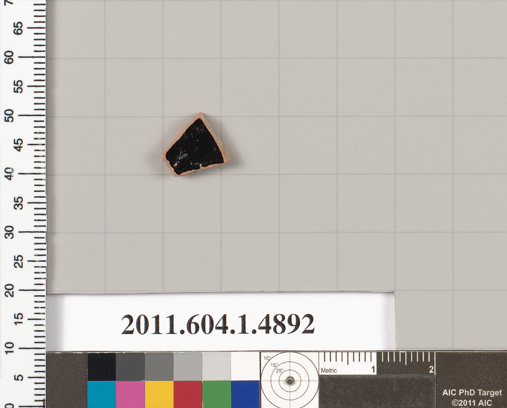 Terracotta fragment of a kylix (drinking cup), Terracotta, Greek, Attic