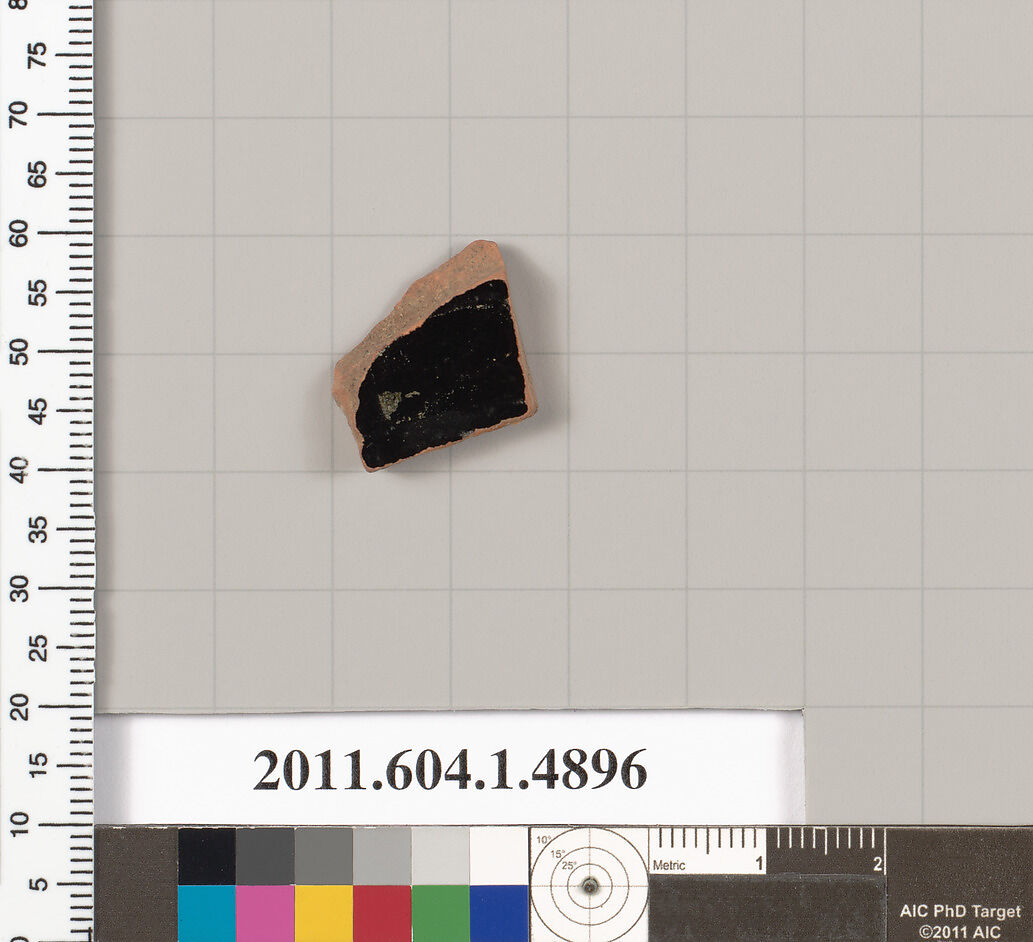 Terracotta fragment of a kylix (drinking cup), Terracotta, Greek, Attic