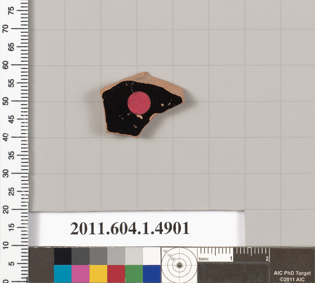 Terracotta fragment of a kylix (drinking cup), Terracotta, Greek, Attic