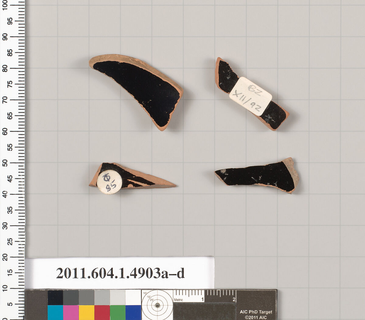 Terracotta fragments of kylikes (drinking cups), Terracotta, Greek, Attic