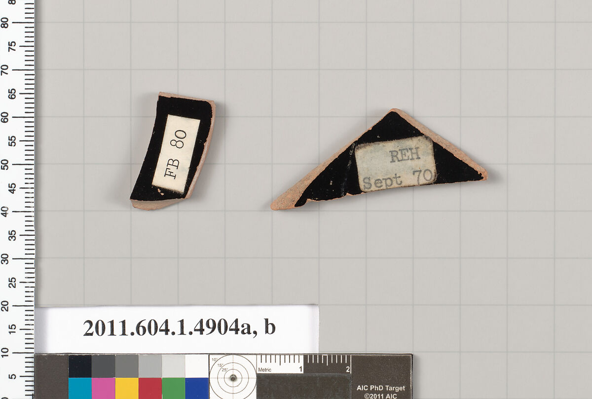 Terracotta fragments of kylikes (drinking cups), Terracotta, Greek, Attic