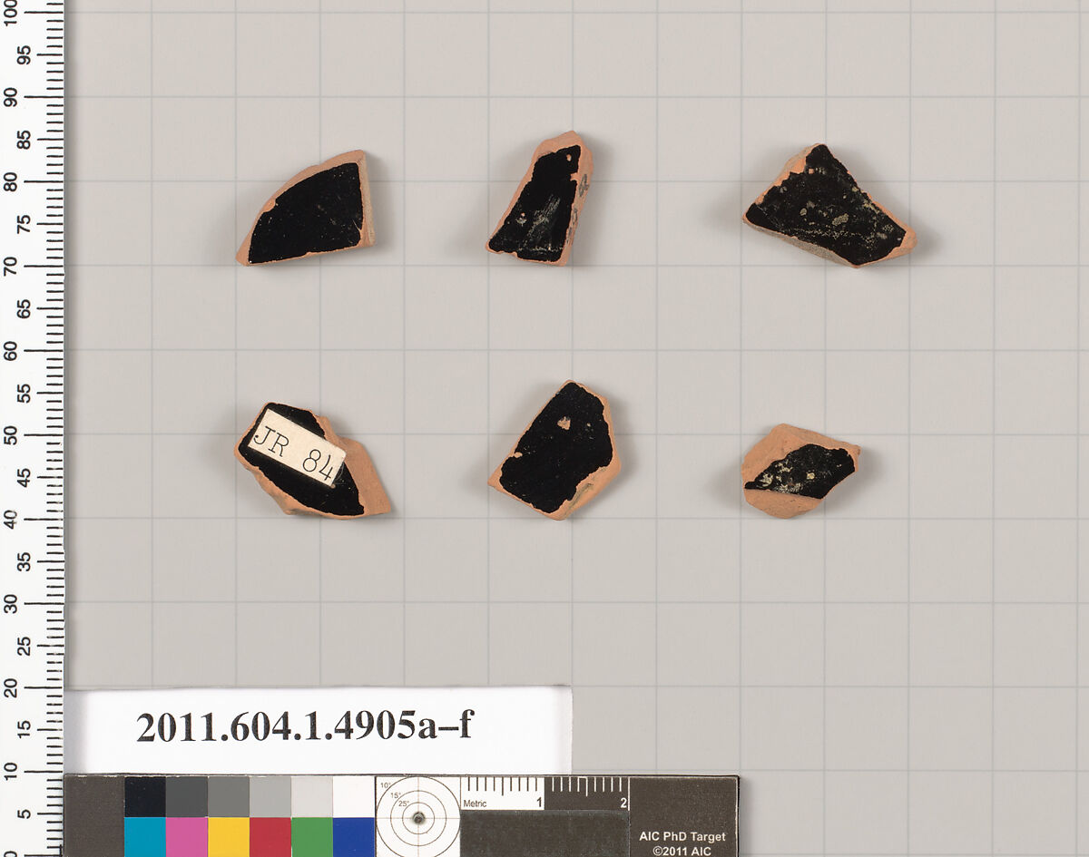 Terracotta fragments of kylikes (drinking cups), Terracotta, Greek, Attic