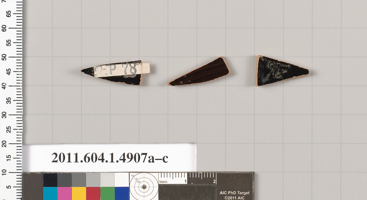 Terracotta fragments of kylikes (drinking cups), Terracotta, Greek, Attic