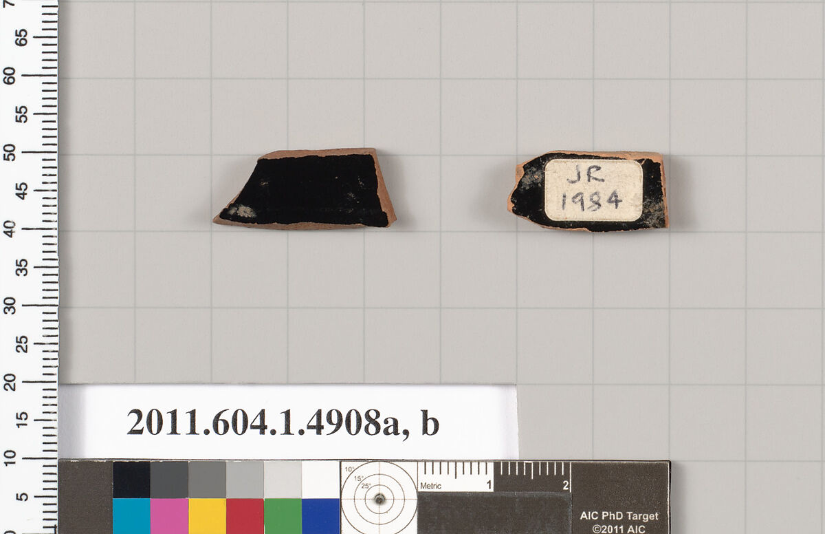 Terracotta fragments of kylikes (drinking cups), Terracotta, Greek, Attic