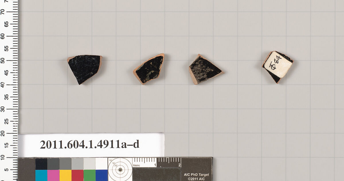 Terracotta fragments of kylikes (drinking cups), Terracotta, Greek, Attic