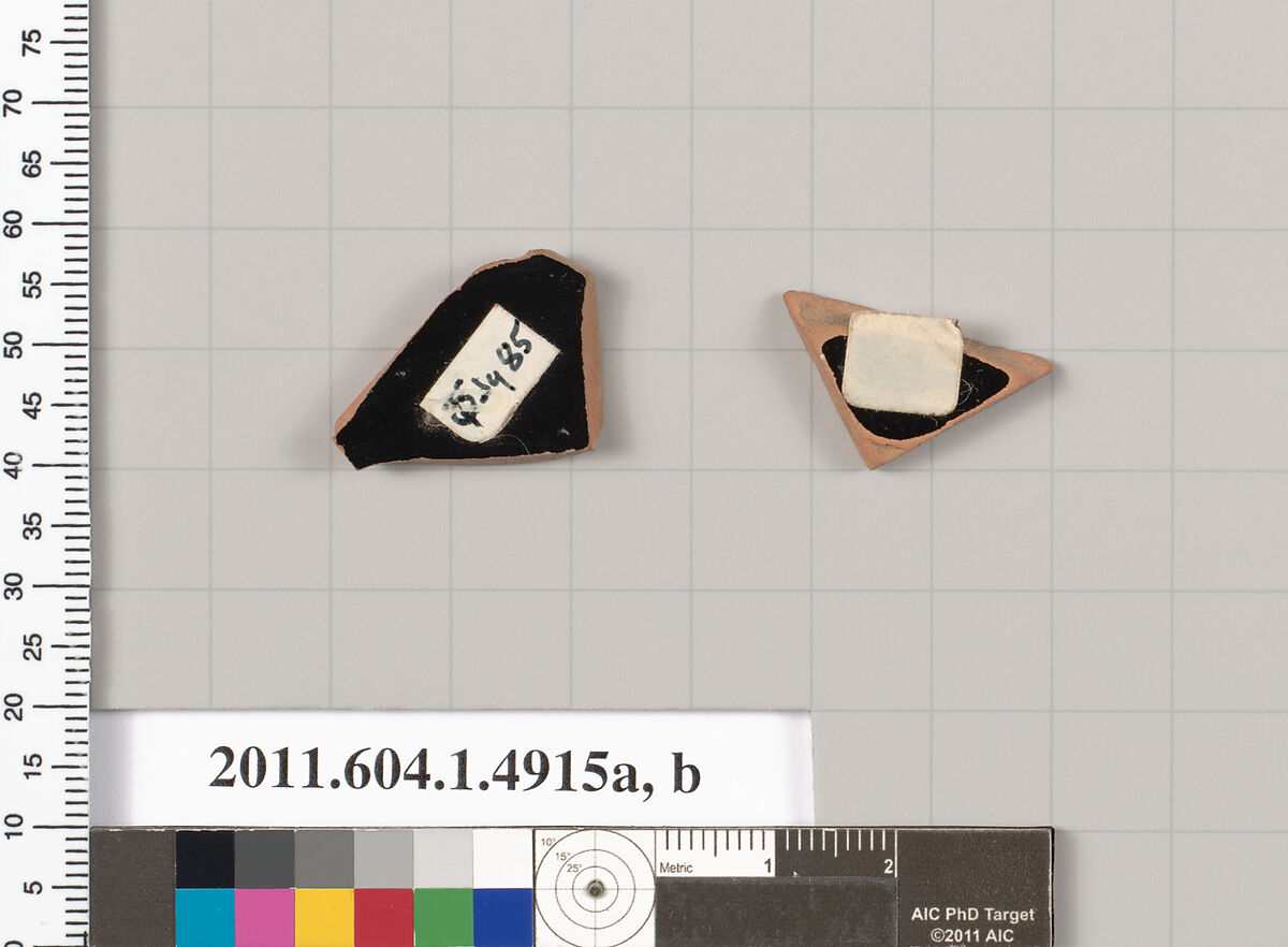 Terracotta fragments of kylikes (drinking cups), Terracotta, Greek, Attic