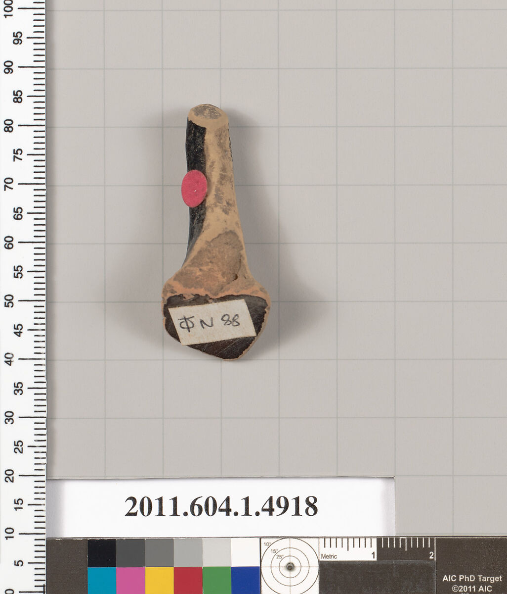 Terracotta fragment of a kylix (drinking cup), Terracotta, Greek, Attic