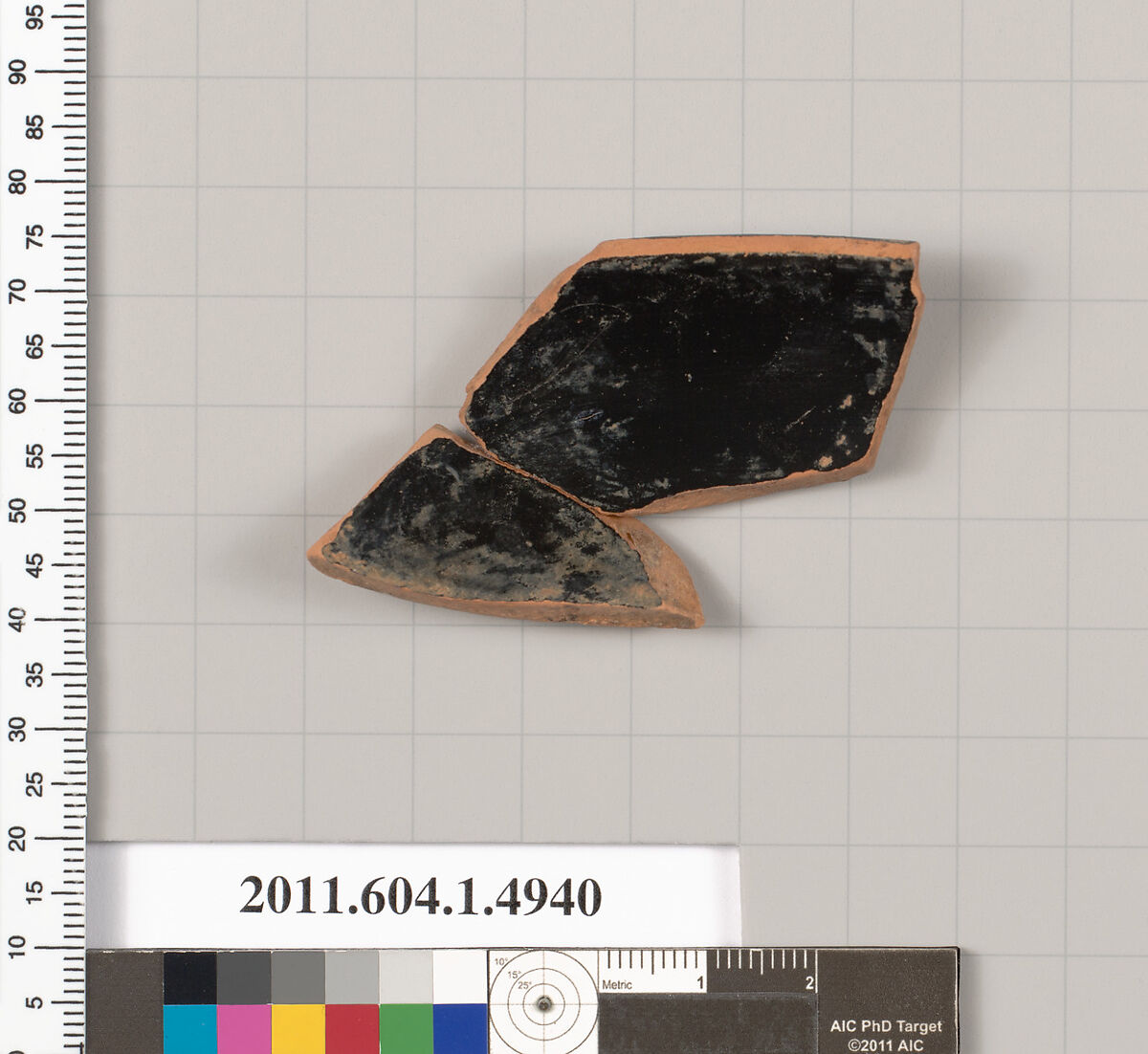 Terracotta rim fragment of a kylix (drinking cup), Terracotta, Greek, Attic
