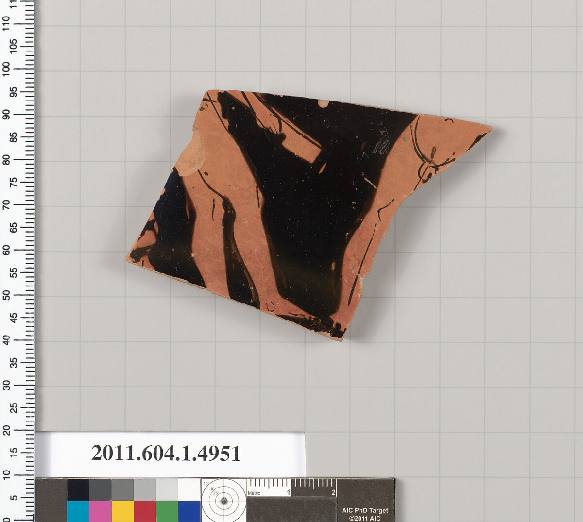 Terracotta fragment of a kylix (drinking cup), Terracotta, Greek, Attic