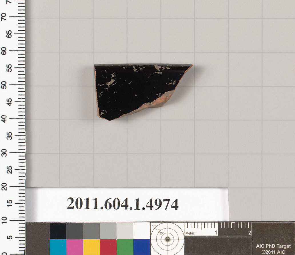 Terracotta rim fragment of a kylix (drinking cup), Terracotta, Greek, Attic