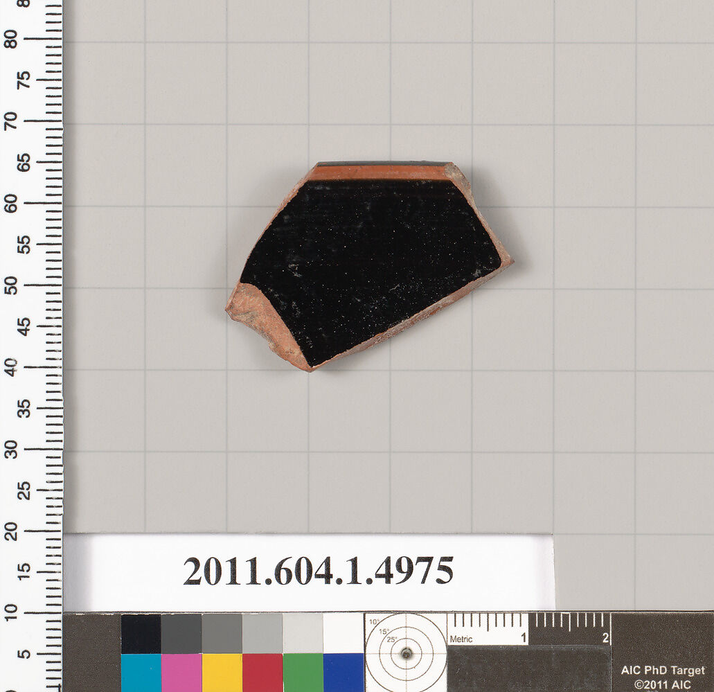 Terracotta rim fragment of a kylix (drinking cup), Terracotta, Greek, Attic