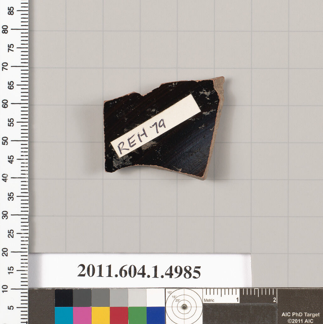 Terracotta fragment of a kylix (drinking cup), Terracotta, Greek, Attic