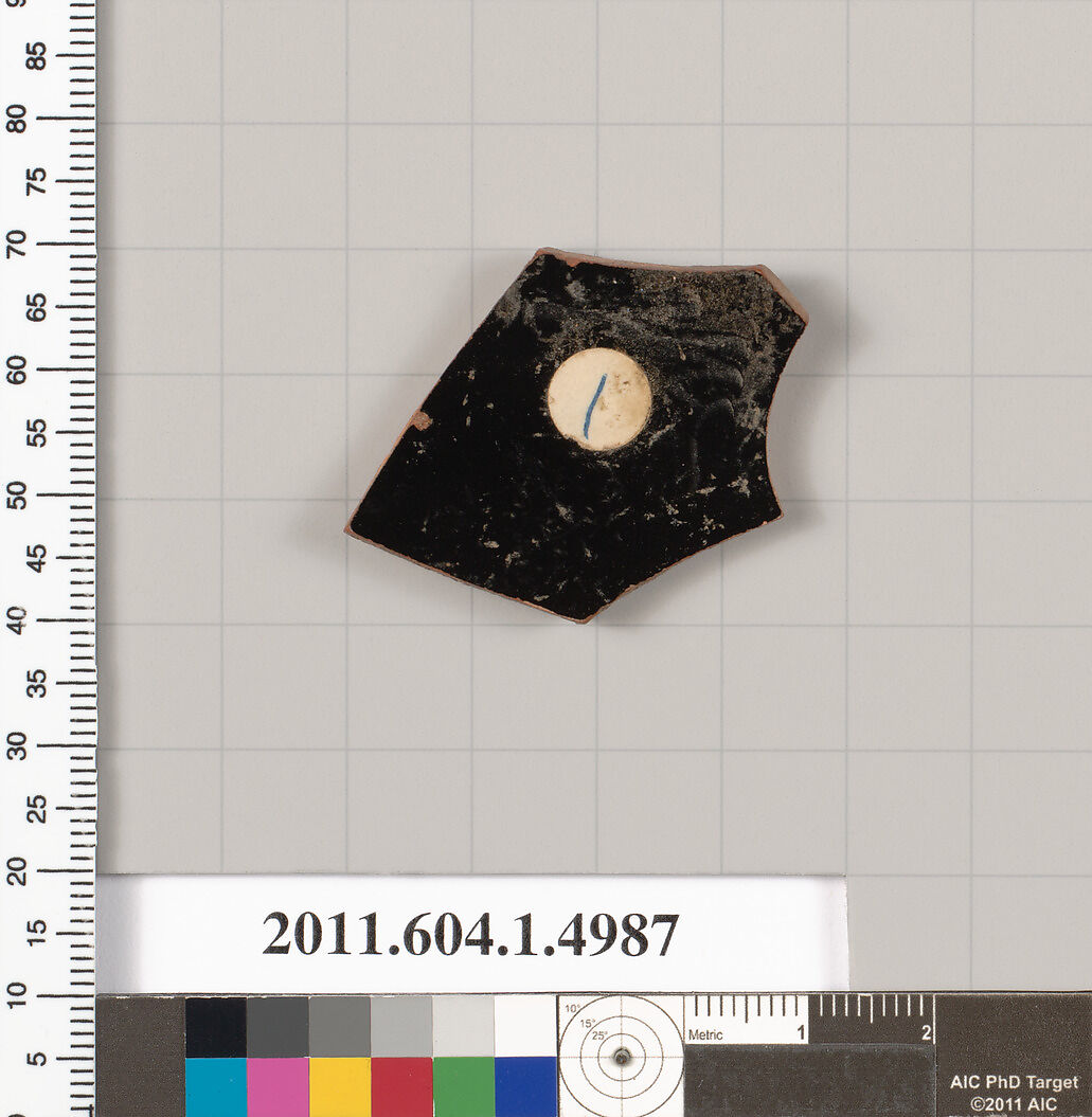 Terracotta fragment of a kylix (drinking cup), Terracotta, Greek, Attic