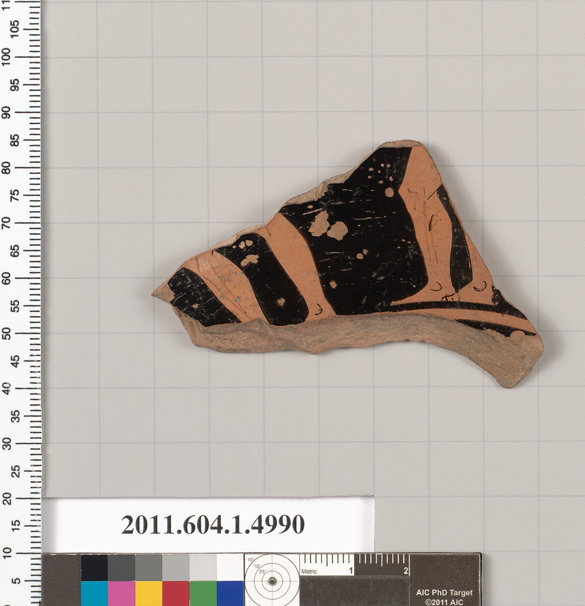 Terracotta fragment of a kylix (drinking cup), Terracotta, Greek, Attic
