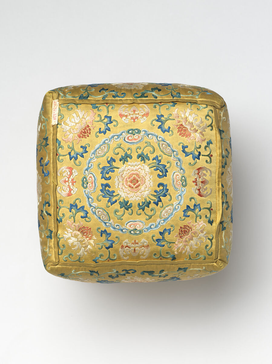 Arm Pillow (one of a pair), Silk embroidery on silk satin, China