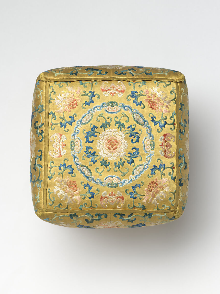 Arm Pillow (one of a pair), Silk embroidery on silk satin, China