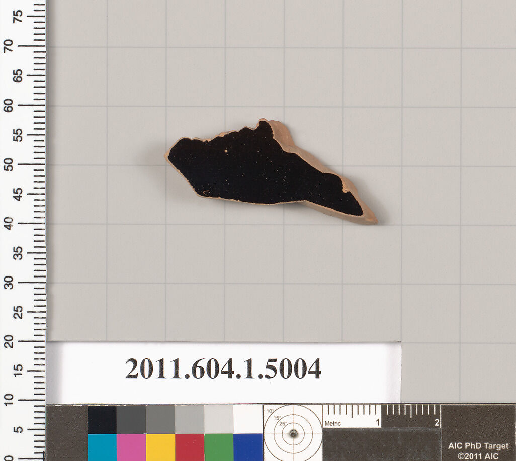 Terracotta fragment of a kylix (drinking cup), Terracotta, Greek, Attic