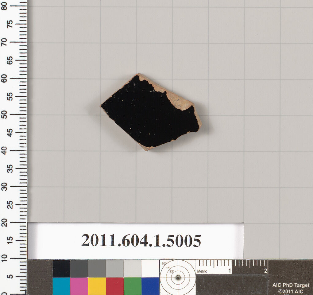 Terracotta fragment of a kylix (drinking cup), Terracotta, Greek, Attic