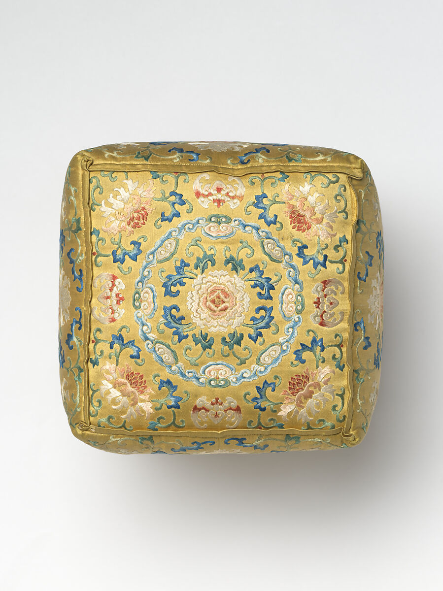 Arm Pillow (one of a pair), Silk embroidery on silk satin, China