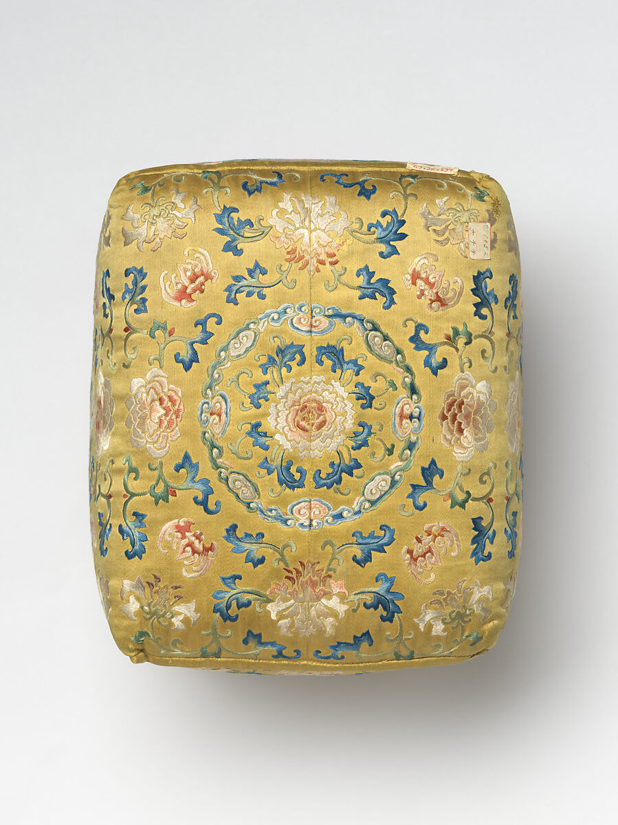 Arm Pillow (one of a pair), Silk embroidery on silk satin, China