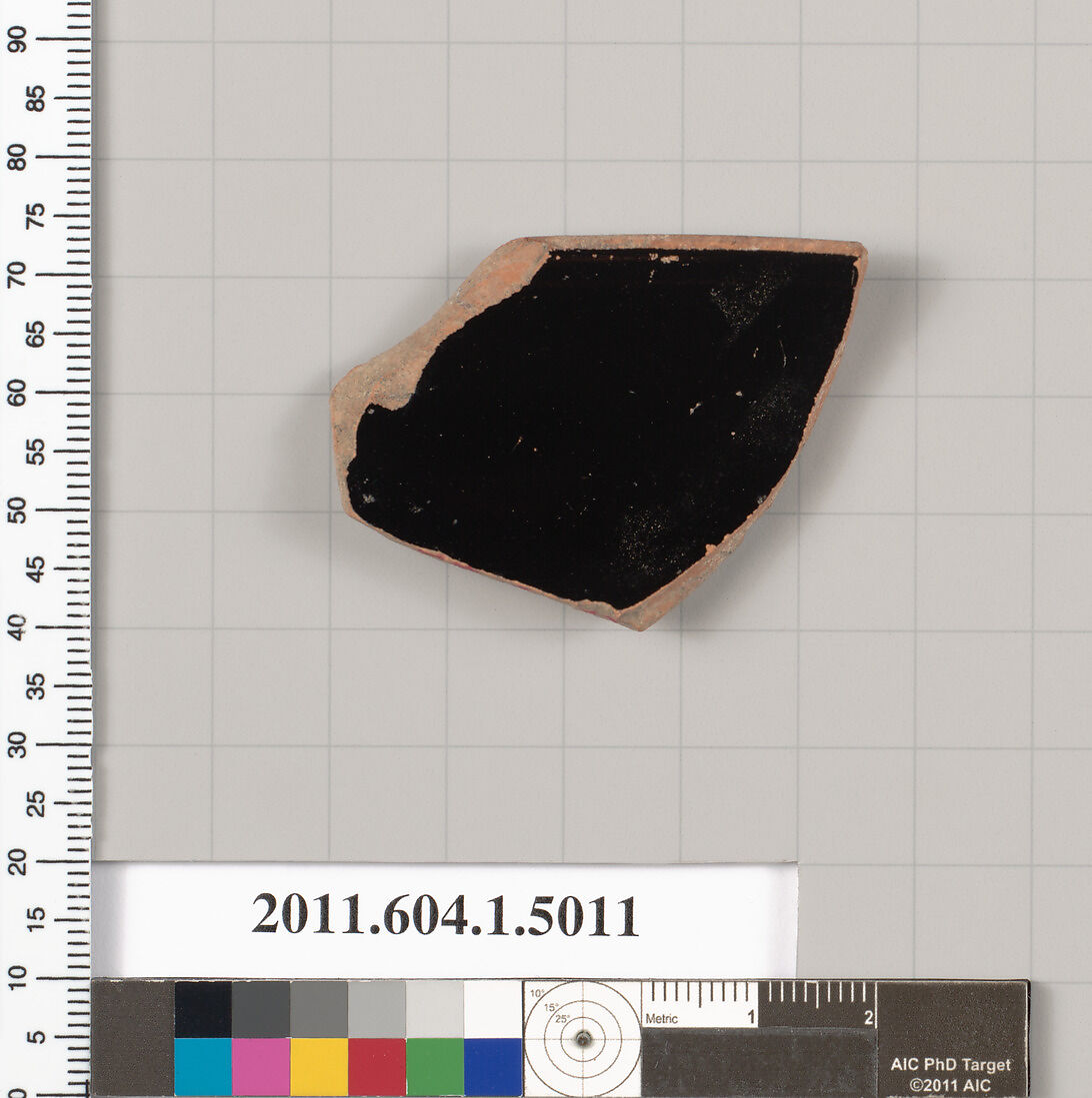 Terracotta rim fragment of a kylix (drinking cup), Terracotta, Greek, Attic