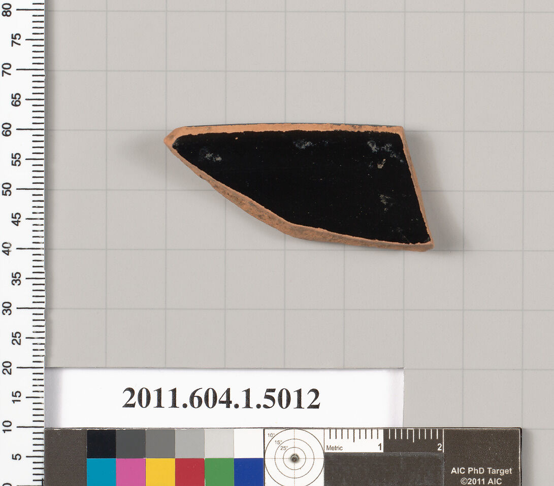 Terracotta rim fragment of a kylix (drinking cup), Terracotta, Greek, Attic