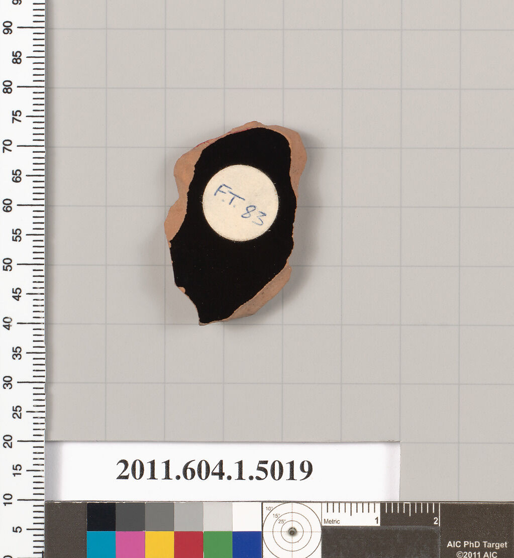 Terracotta fragment of a kylix (drinking cup), Terracotta, Greek, Attic