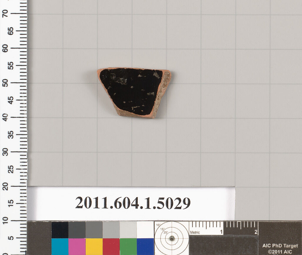 Terracotta fragment of a kylix (drinking cup), Terracotta, Greek, Attic