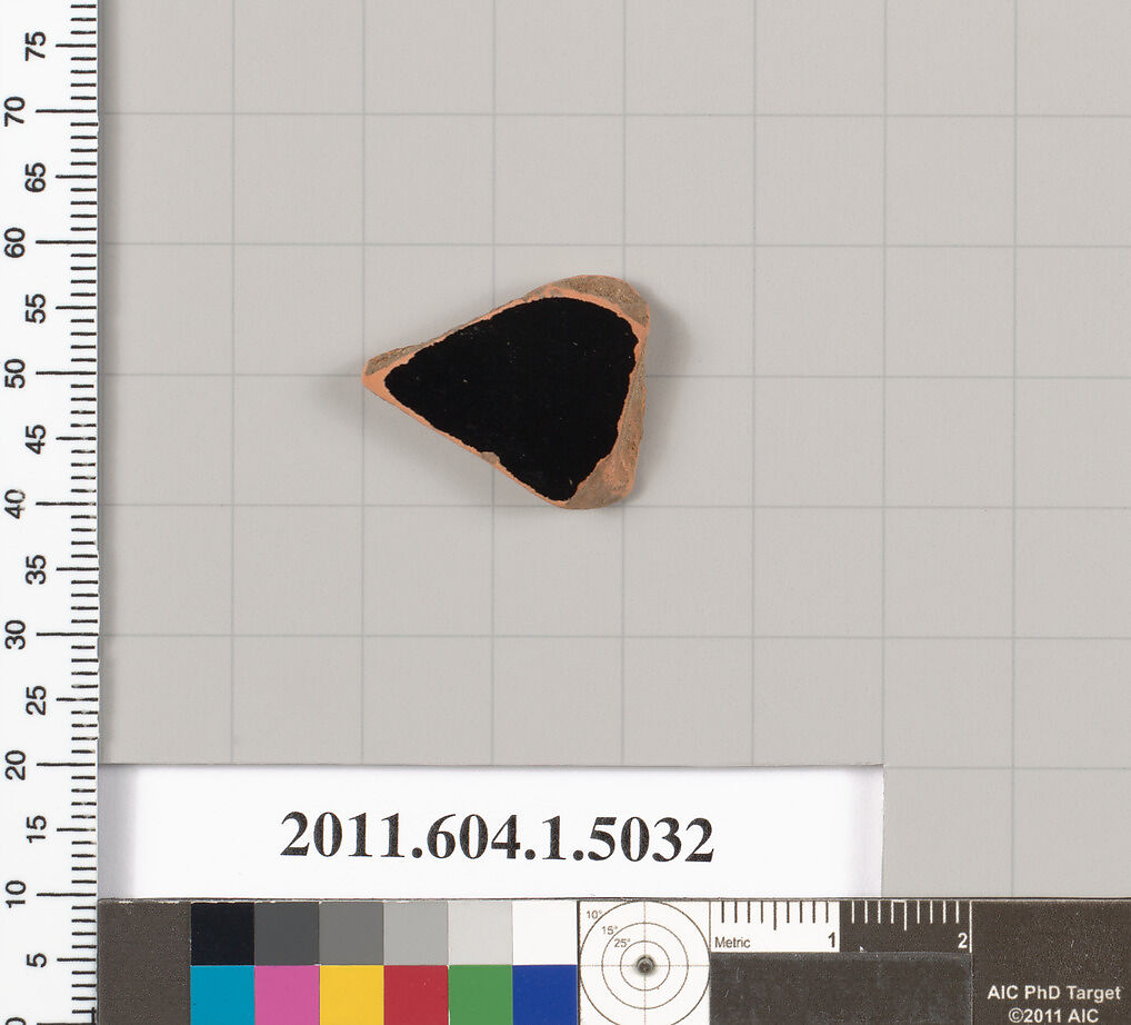 Terracotta fragment of a kylix (drinking cup), Terracotta, Greek, Attic