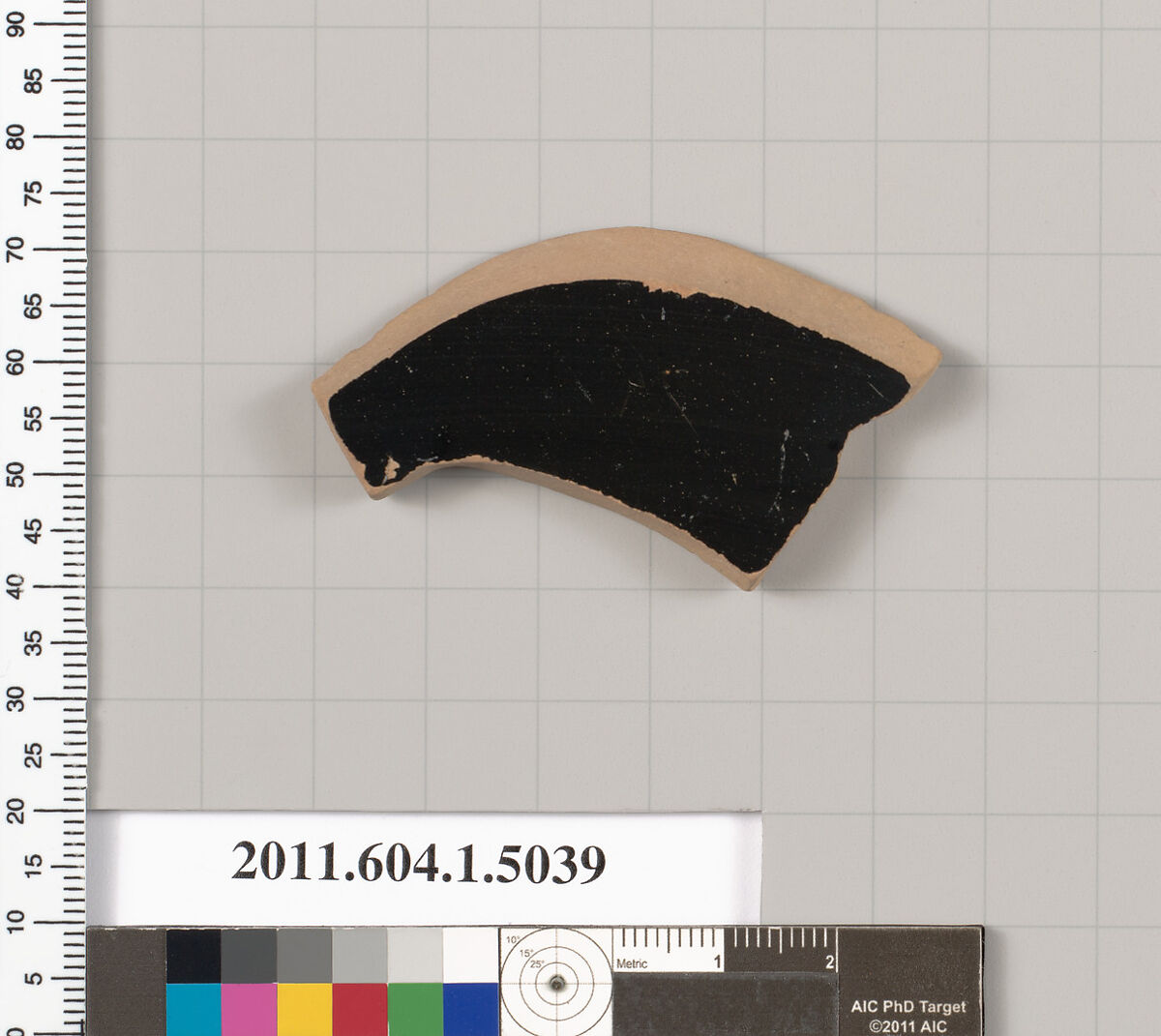 Terracotta fragment of a kylix (drinking cup), Terracotta, Greek, Attic