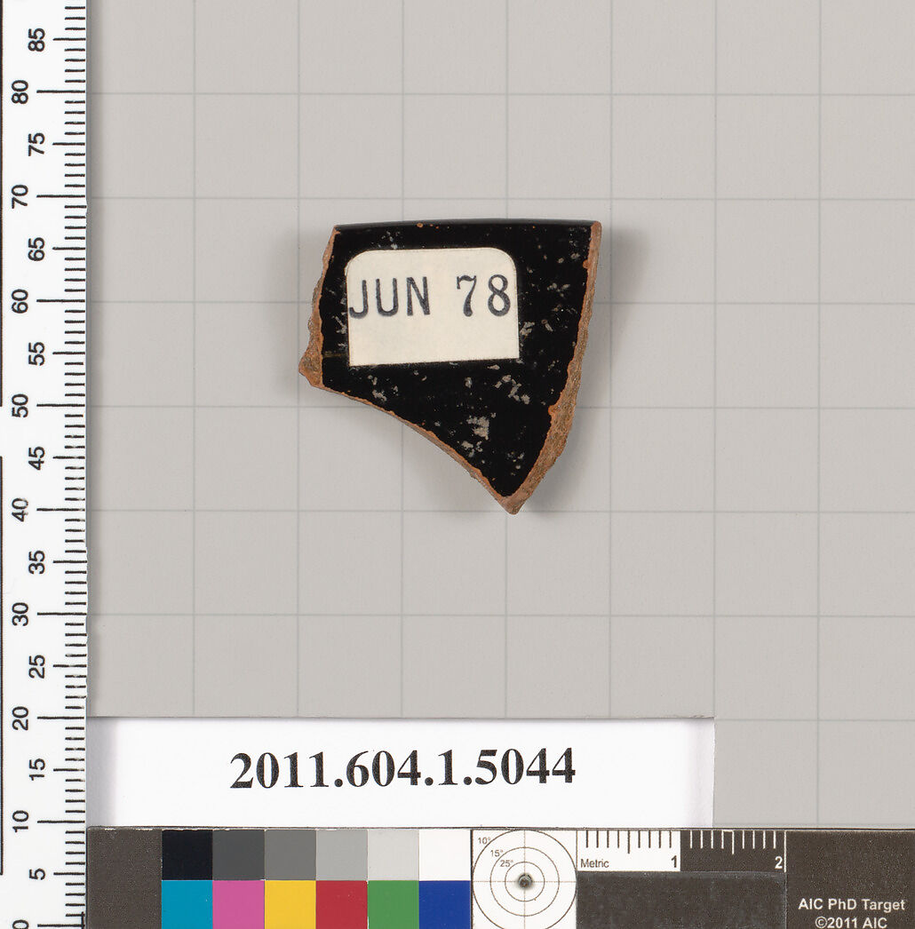 Terracotta fragment of a kylix (drinking cup), Terracotta, Greek, Attic
