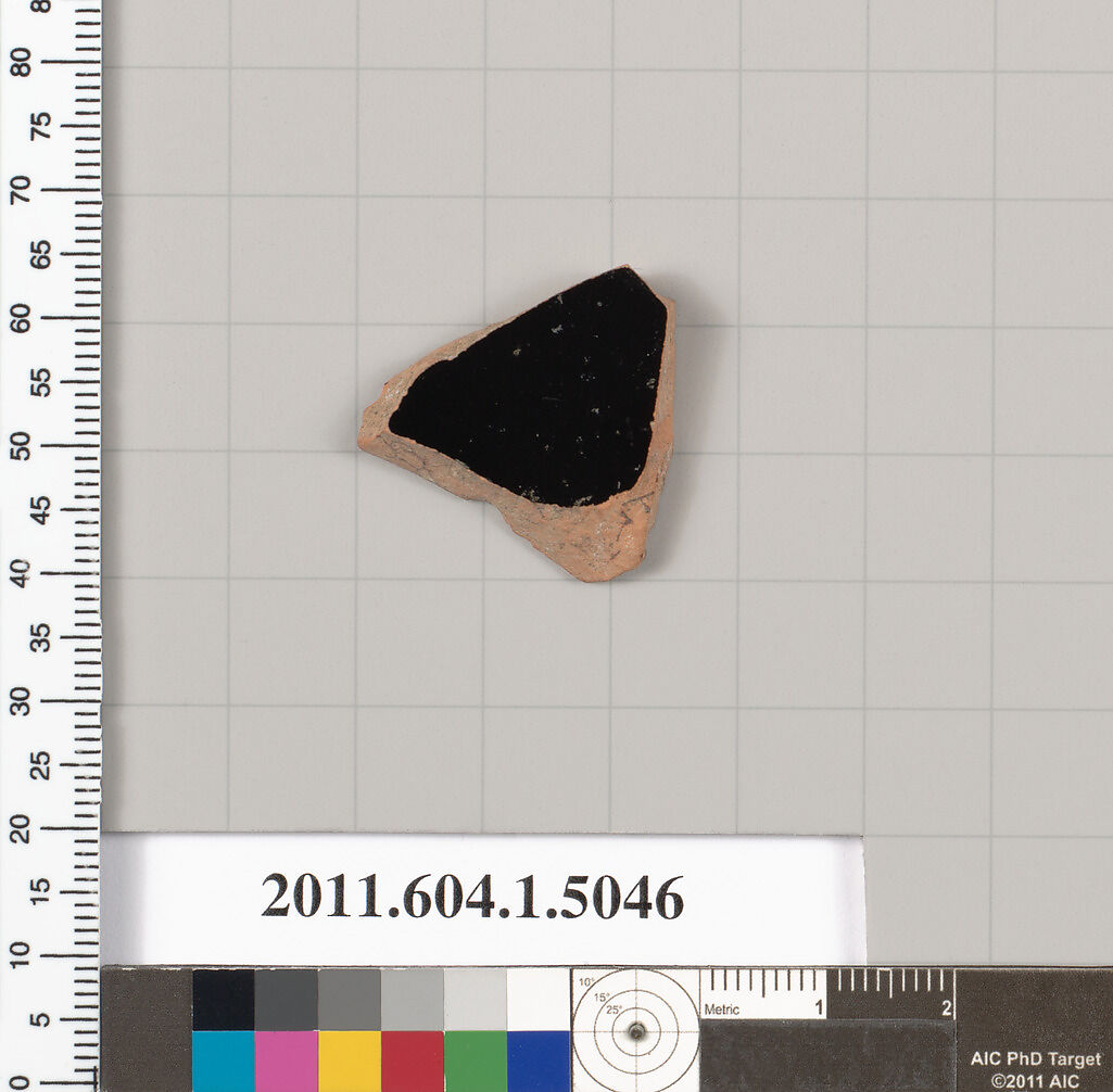 Terracotta fragment of a kylix (drinking cup), Terracotta, Greek, Attic