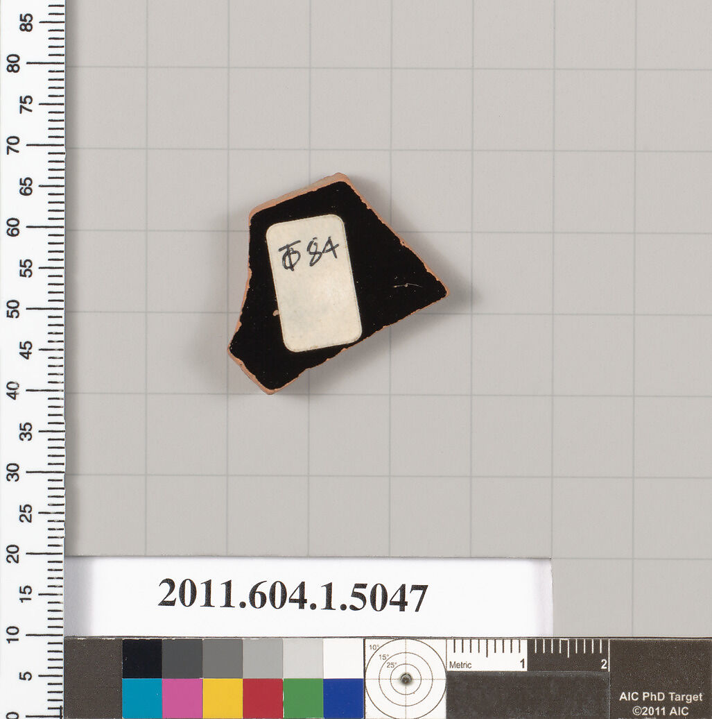 Terracotta fragment of a kylix (drinking cup), Terracotta, Greek, Attic