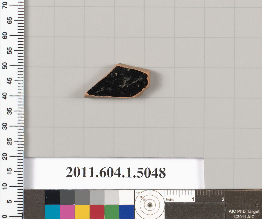 Terracotta fragment of a kylix (drinking cup), Terracotta, Greek, Attic