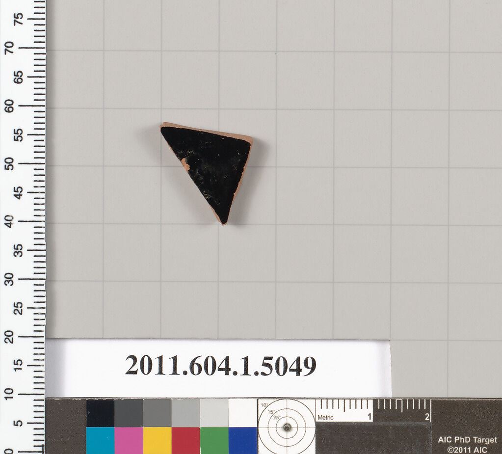 Terracotta fragment of a kylix (drinking cup), Terracotta, Greek, Attic