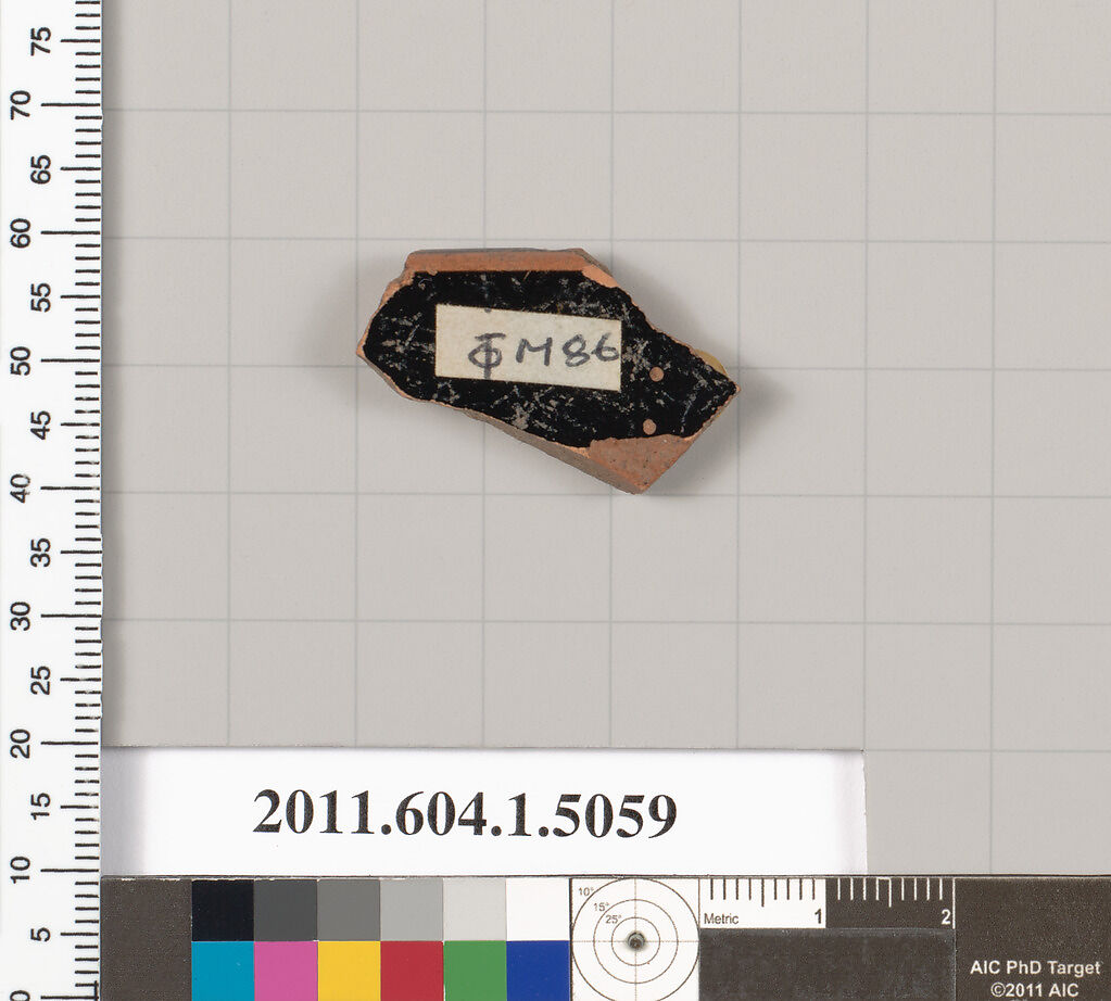 Terracotta fragment of a kylix (drinking cup), Terracotta, Greek, Attic
