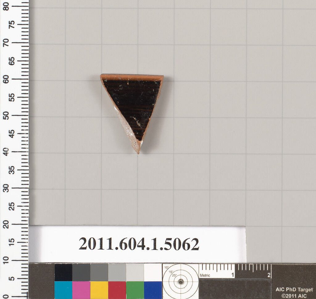Terracotta rim fragment of a kylix (drinking cup), Terracotta, Greek, Attic